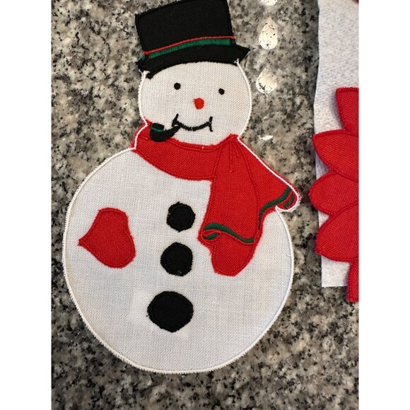 6 VTG W-C Imports Christmas Linen Embroidered Appliqué Coasters table top decor - Picture 3 of 12